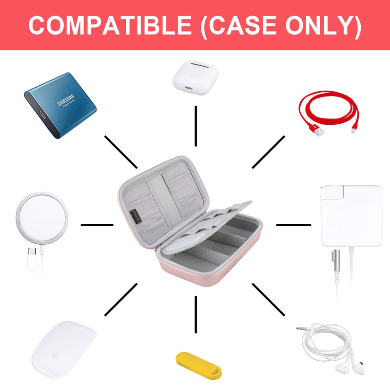  [AUSTRALIA] - Hard Electronic Organizer Travel Case Electronics Accessories Cable Gadget Wire Storage Bag Double Layer Shockproof Box for Charger, Cord, Flash Drive, Apple Pencil, Power Bank, Rose Gold