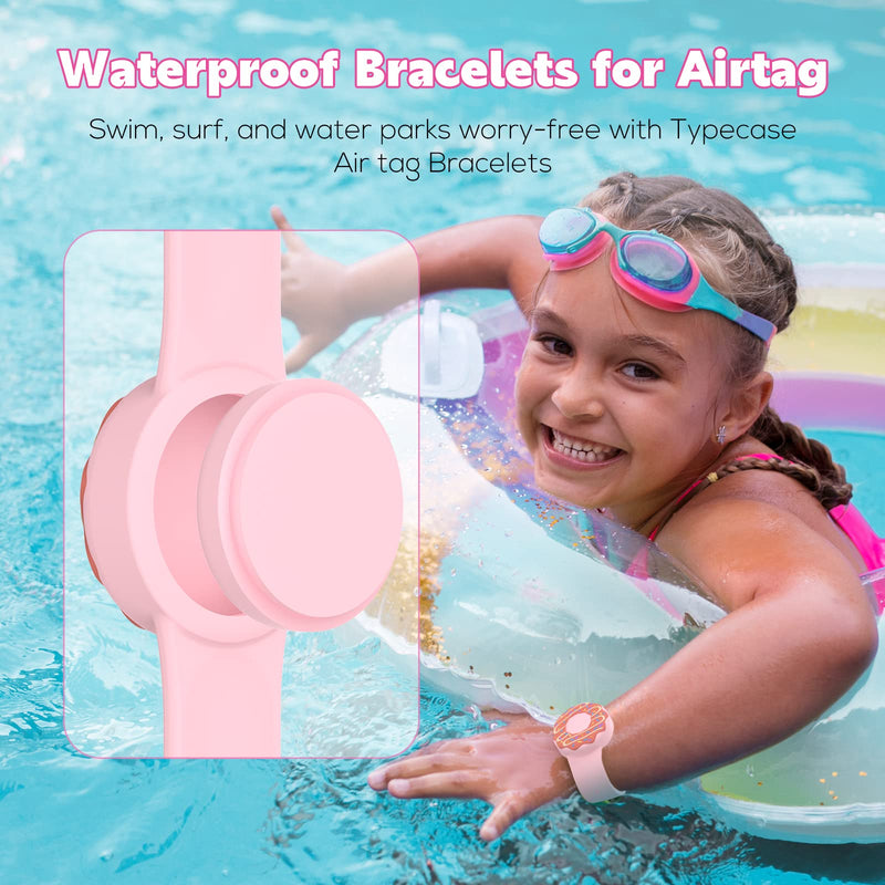  [AUSTRALIA] - Waterproof Air tag Bracelets For Kids (2 Pack) - Soft Silicone Hidden Air tag Wristband - Lightweight GPS Tracker Holder Compatible with Apple Airtag Watch Band For Child (Whale & Donut) Whale & Donut