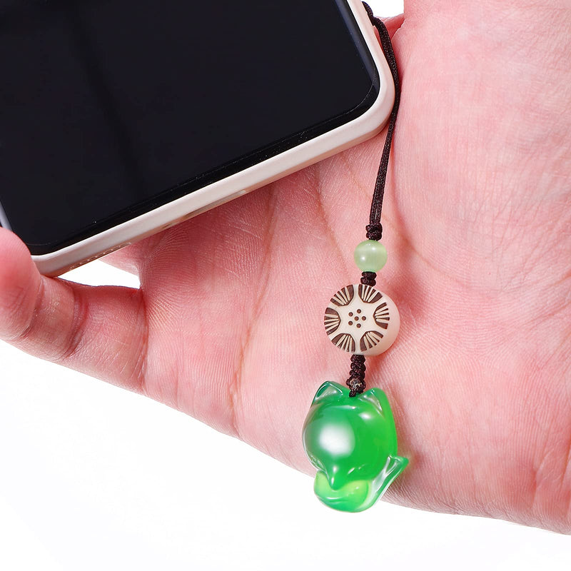  [AUSTRALIA] - Hemobllo Cell Phone Strap Cartoon Fox Phone Charm Key Chain Car Key Purse Pendant Hanging Pendants Decor Green