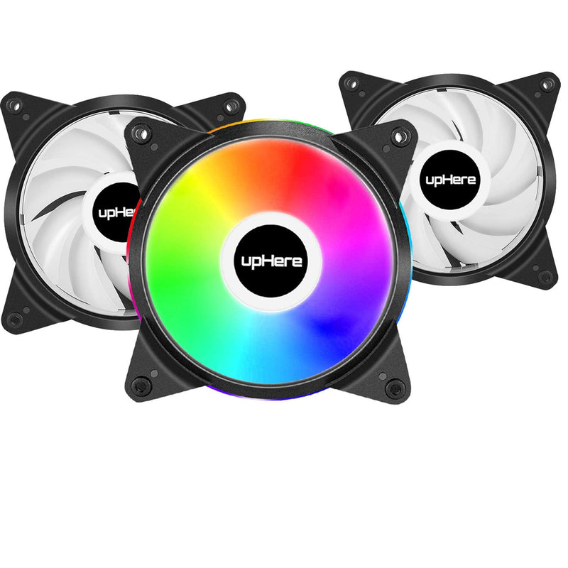 [AUSTRALIA] - upHere 120mm 3-Pin Quiet Edition Rainbow LED Effect Case Fan for Computer Cooling,3-Pack,T3CF3-3 AUTO RAINBOW