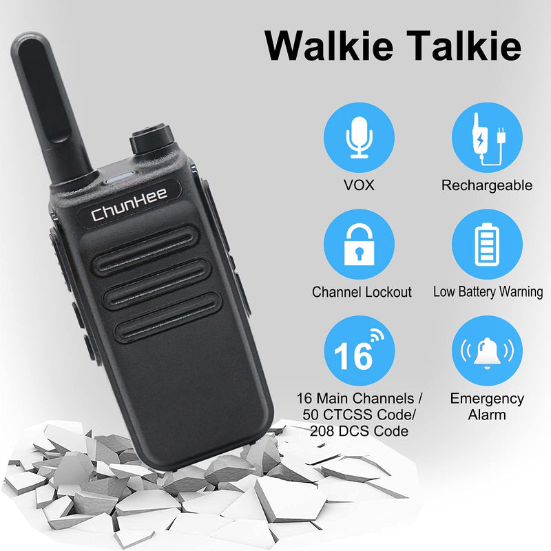  [AUSTRALIA] - ChunHee Walkie Talkies for Adults Rechargeable Long Range Two Way Radio Mini 2 Way Radio, VOX Security Handfree for Business Office School Church Restaurant Retail, Pack of 2