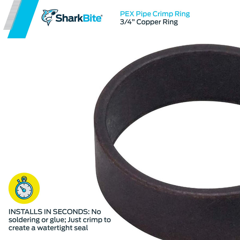 SharkBite Available PEX Pipe Crimp Ring 3/4 Inch, Plumbing Fittings, Pack of 25, 23103CP25, 3/4-Inch, 25 - LeoForward Australia