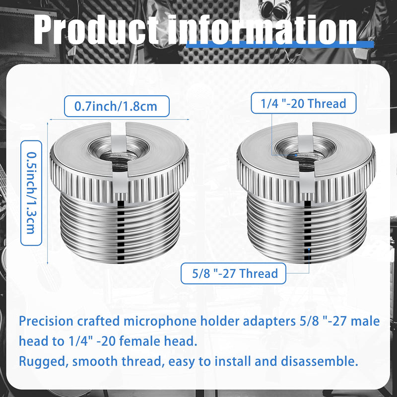  [AUSTRALIA] - Hotop 6 Pieces Mic St Adapter 58 Inch Male 14 Inch Female Mic Screw Adapter Tripod Microphone St Adapter Mic Thread Adapter Microphone St Mount, Silver (Hotop-Mic St Adapter-1792)