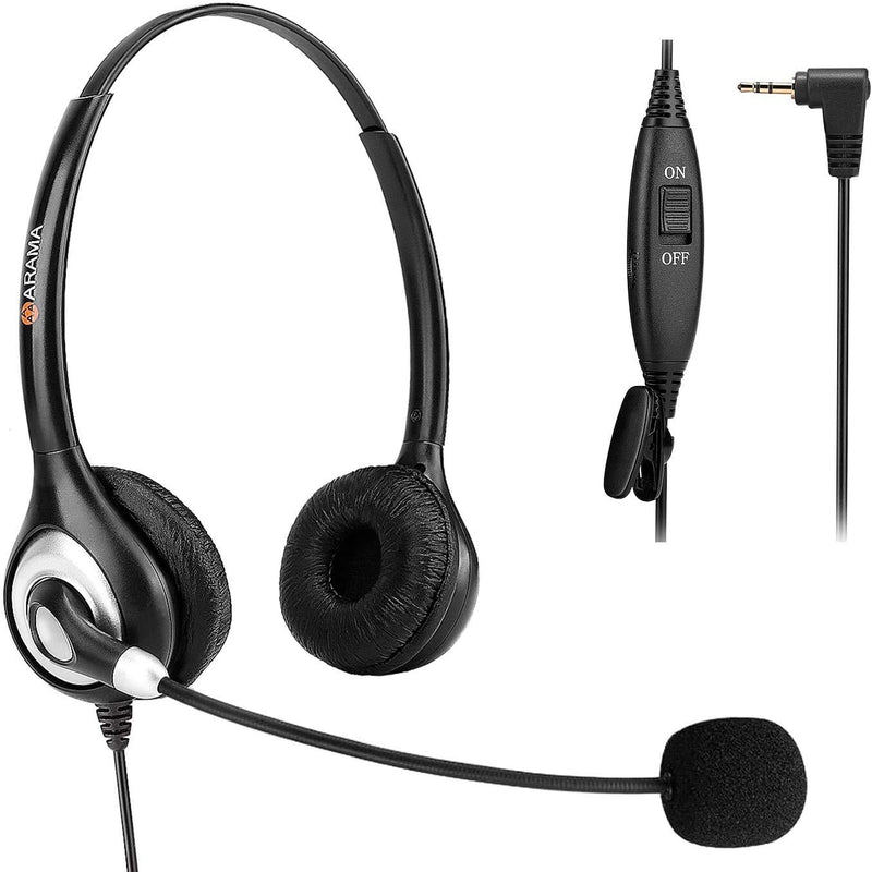  [AUSTRALIA] - Phone Headset 2.5mm with Noise Canceling Mic & Mute Switch Ultra Comfort Telephone Headset for Panasonic AT&T Vtech Uniden Cisco Grandstream Polycom Cordless Office Phones Binaural-A600