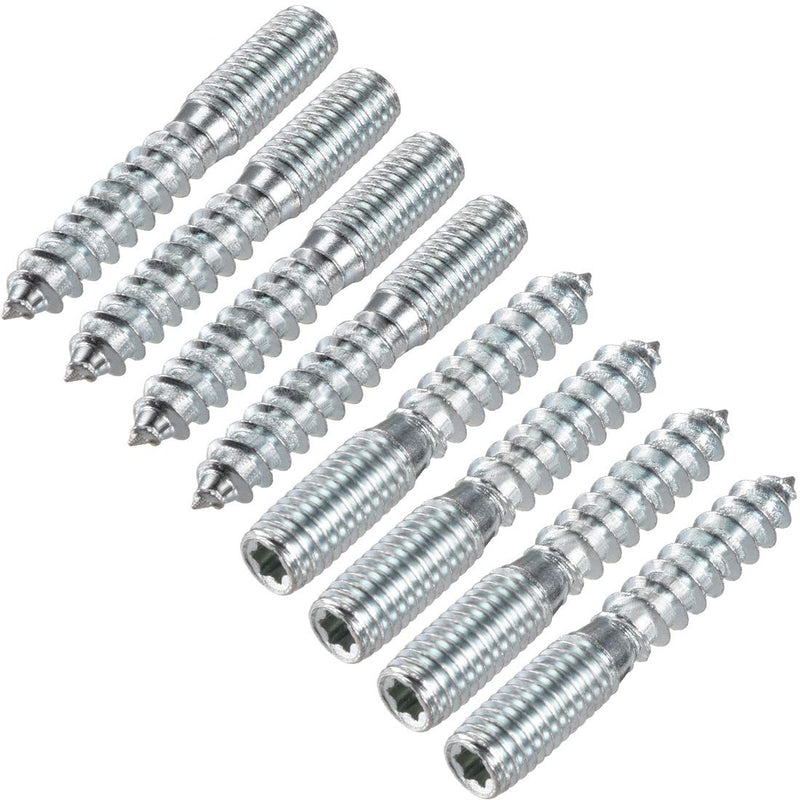  [AUSTRALIA] - uxcell M8 Hanger Bolts Length 2"(50mm) Double Headed Bolts Self-Tapping Screw 8mm Wood Joint Furniture Legs 8pcs