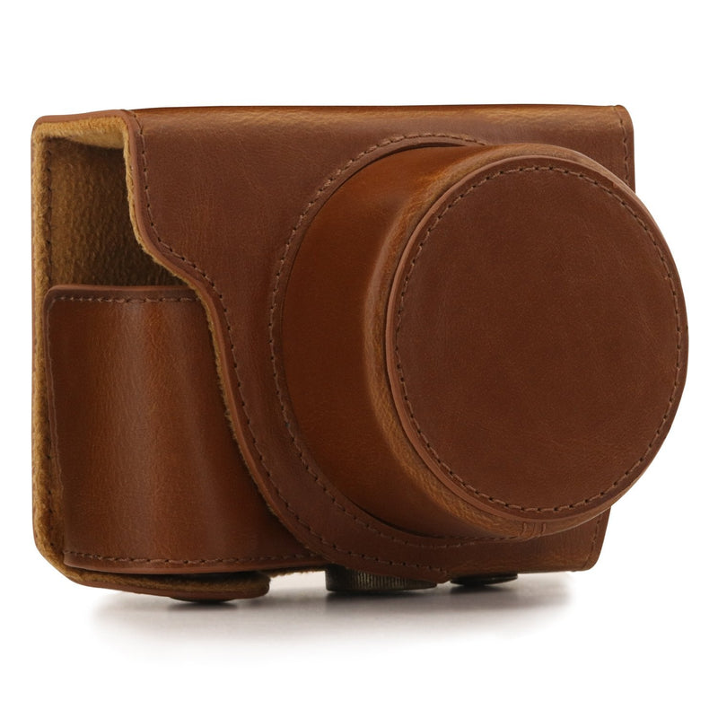  [AUSTRALIA] - MegaGear Ever Ready Leather Camera Case Compatible with Nikon 1 J5 (10-30mm) Light Brown