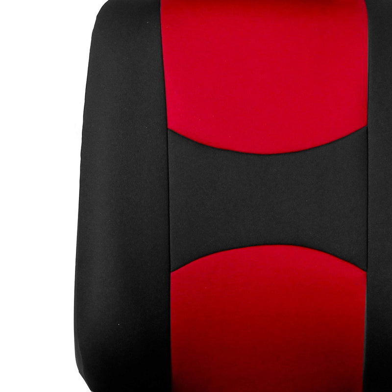  [AUSTRALIA] - FH Group FB050RED012 Red Fabric Bench Car Seat Cover with 2 Headrests