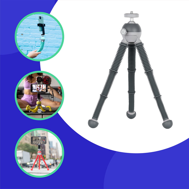  [AUSTRALIA] - JOBY PodZilla Medium Kit, Tripod for Smartphones and Compact Mirrorless Cameras, Flexible Tripod with Ball Head and GripTight 360 Phone Mount Included, Devices up to 1 Kg, Grey Medium Kit Gray