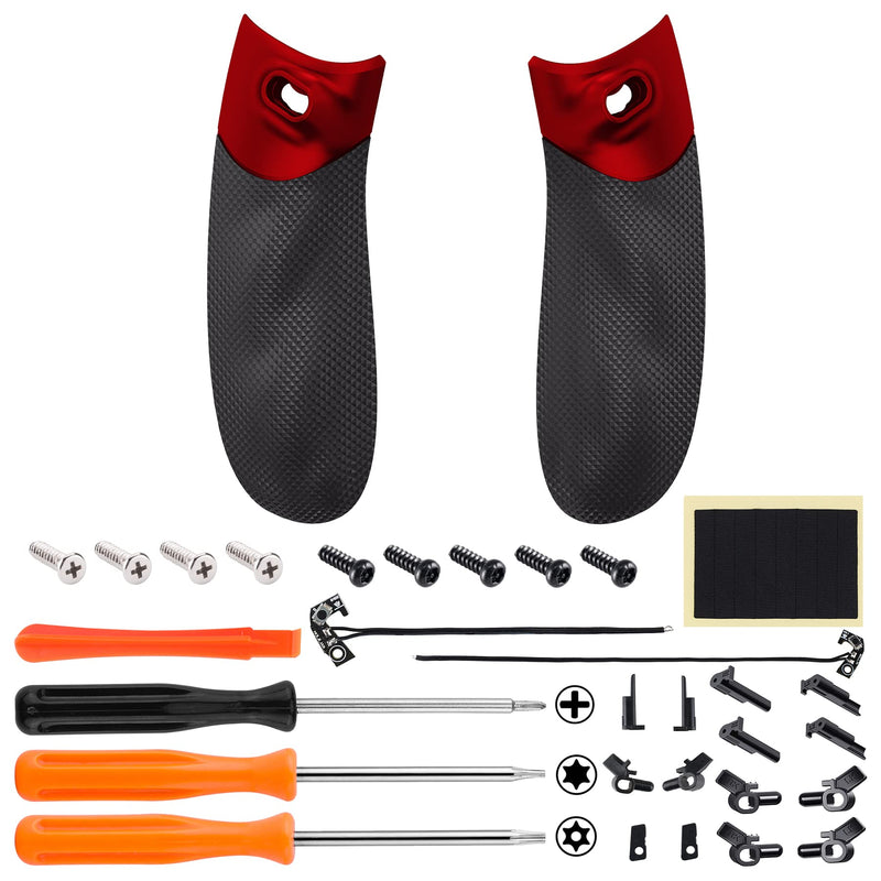  [AUSTRALIA] - eXtremeRate Flexor Clicky Rubberized Side Rail Grips Trigger Stop Kit for Xbox Series X & S Controller, Diamond Textured Scarlet Red Ergonomic Trigger Stopper Handle Grips for Xbox Core Controller Clicky & Trigger Stop Kit B_ Scarlet Red