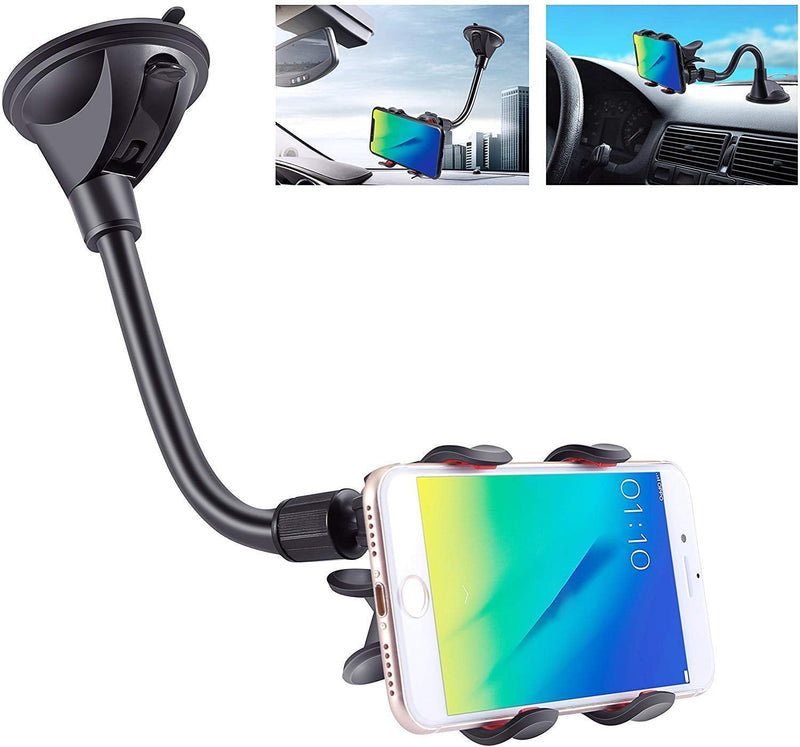  [AUSTRALIA] - IPOW Upgraded X-Shaped Double Clamp Universal Long Shockproof Arm Phone Car Mount Windshield/Dash With Strong Suction Cup,Cell Phone Holder Compatible With iPhone 8 8 Plus X 7 7 Plus 6Galaxy S9 S8 Glue