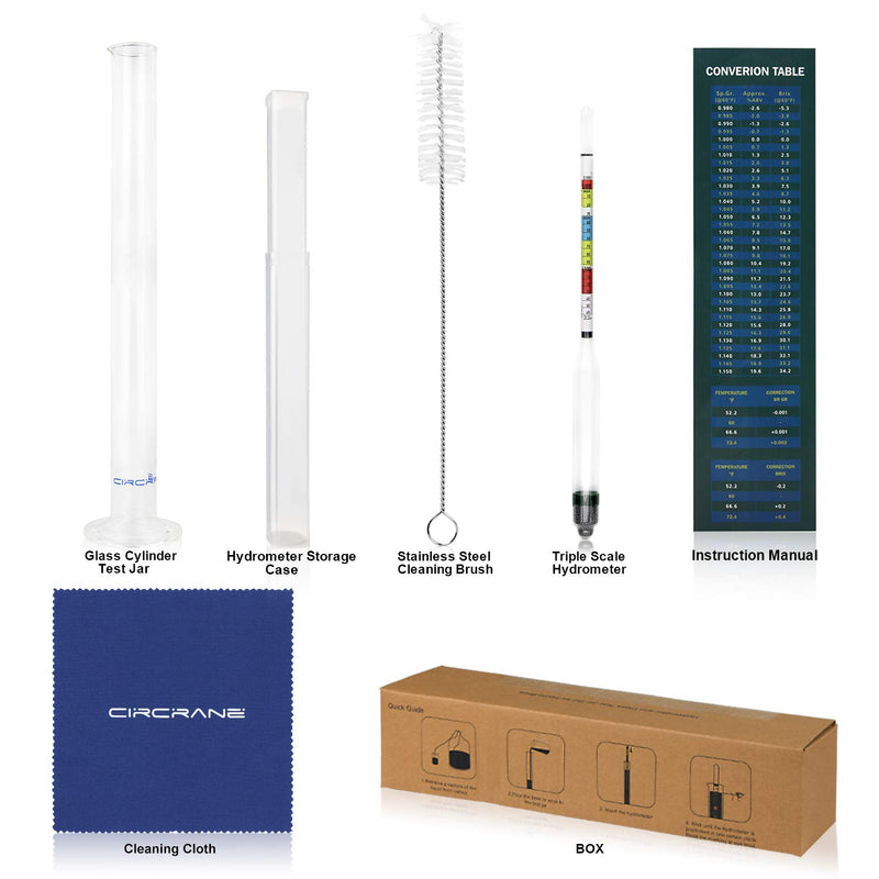 Circrane Hydrometer & Glass Test Jar Set, Triple Scale Alcohol Hydrometer with Glass Cylinder for Brew Beer, Wine, Mead and Kombucha, ABV, Brix and Gravity Test Kit, Home Brewing Supplies - LeoForward Australia