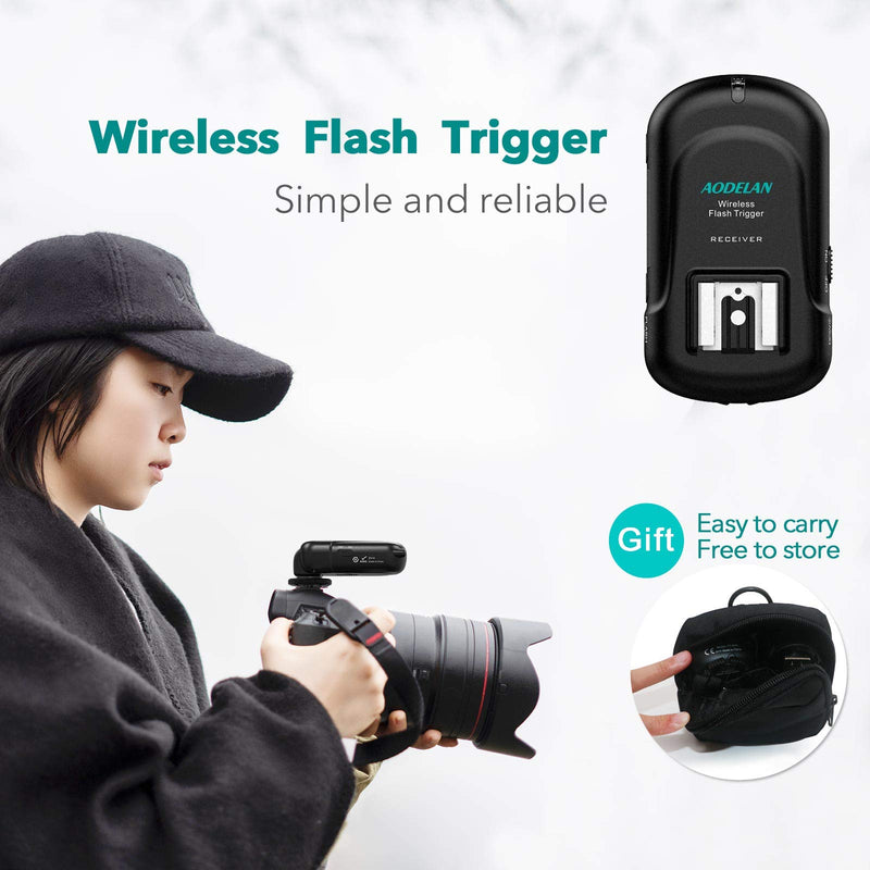 [AUSTRALIA] - AODELAN Wireless Flash Trigger Transmitter and Receiver Set, Wireless Remote Speedlite Trigger with 3.5mm PC Receiver for Flash Units with Universal Hot Shoe Wireless Flash Trigger Set