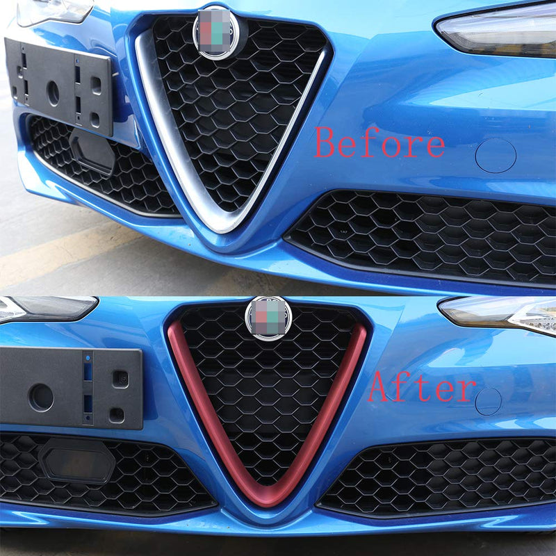 YIWANG Frosted Red ABS Plastic Front Grill Decoration Frame Trim for Alfa Romeo Giulia 2017 2018 2019 Parts (NOT Applicable for Stelvio) (Style 2) Style 2 - LeoForward Australia