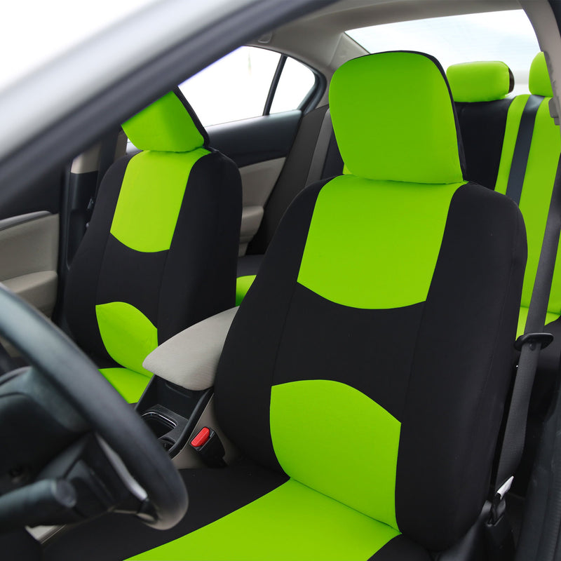  [AUSTRALIA] - FH Group Universal Fit Flat Cloth Pair Bucket Seat Cover, (Green/Black) (FH-FB050102, Fit Most Car, Truck, Suv, or Van)