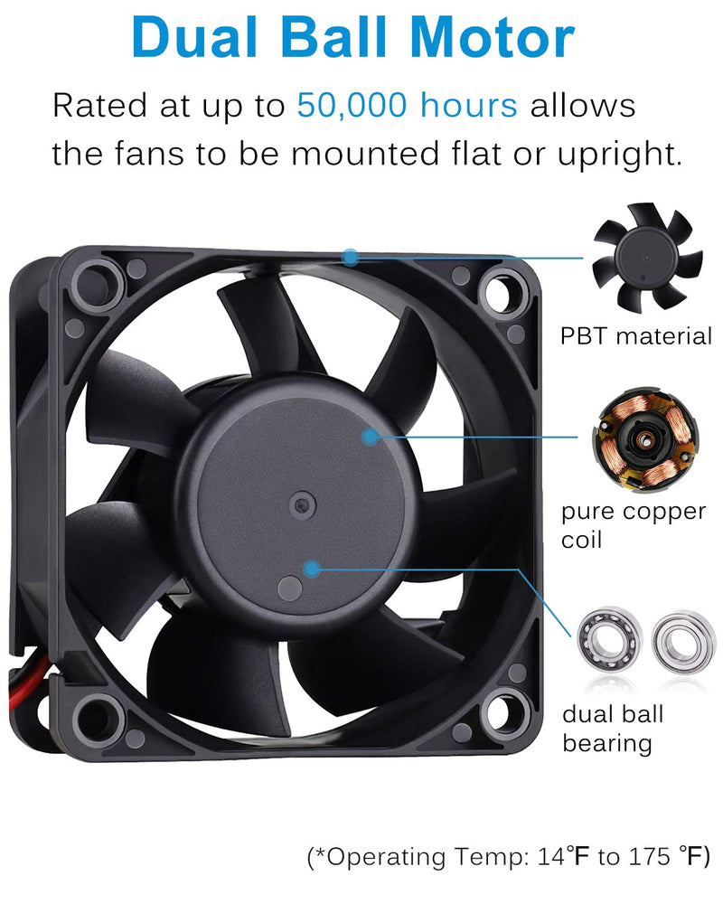  [AUSTRALIA] - GDSTIME 60mm Fan, 60mm x 60mm x 25mm Dual Ball Bearings 12V DC Brushless Cooling Fan