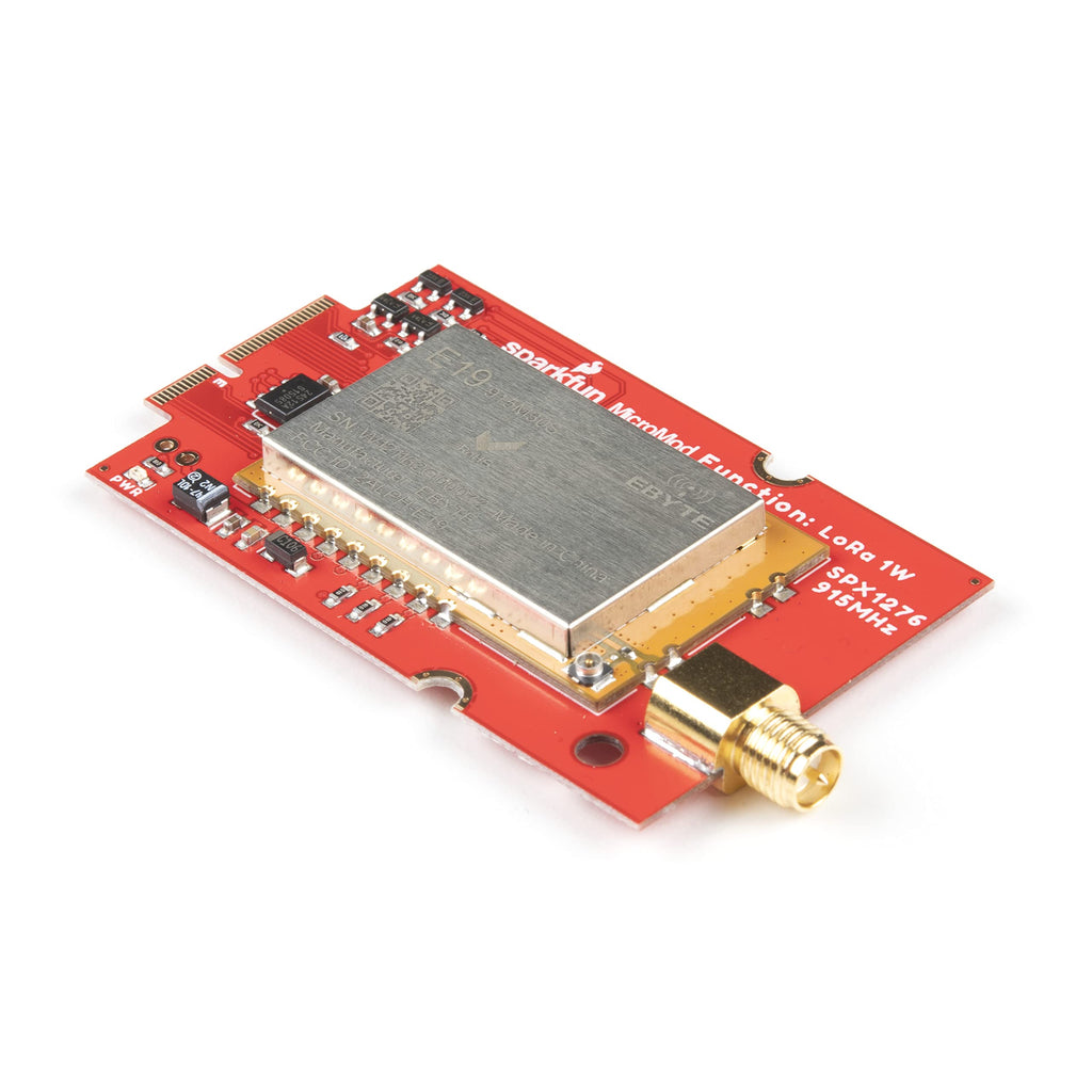  [AUSTRALIA] - SparkFun MicroMod LoRa Function Board - 1W 915M30S LoRa Module Frequency Range: 900 - 931MHz Transmit Power 28.5 - 30dBm (max) Modulation LoRa, FSK, GFSK, MSK, GMSK, OOK Antenna Impedance: 50Ω