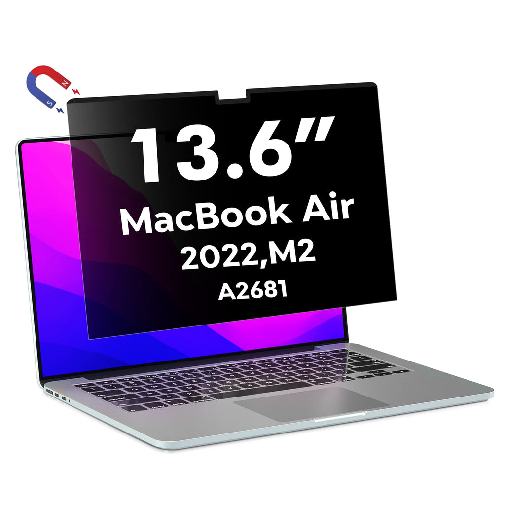  [AUSTRALIA] - PYS® MacBook Air 13.6 inch Privacy Screen,Magnetic Macbook Air M2 Privacy Screen for MacBook Air 13.6 in M2 Chip 2022 (A2681),Laptop Mac Privacy Screen Shield/Removable/Anti-Spy/Bubble Free black