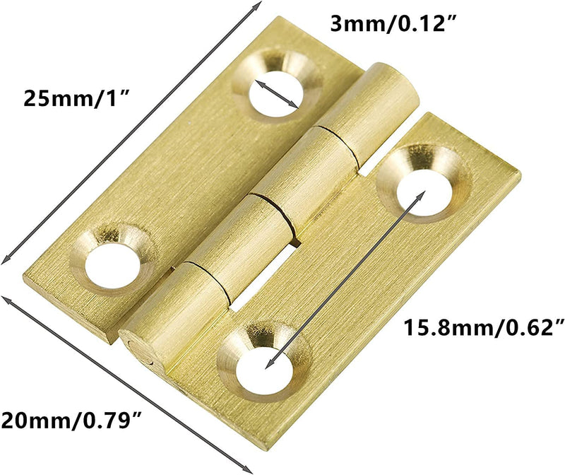  [AUSTRALIA] - XMHF 1 Inch Butt Hinges Mini Solid Brass Hinges Cabinet Drawer Folding Butt Hinges for Cabinet Drawer Wooden Jewelry Box 8 Pcs