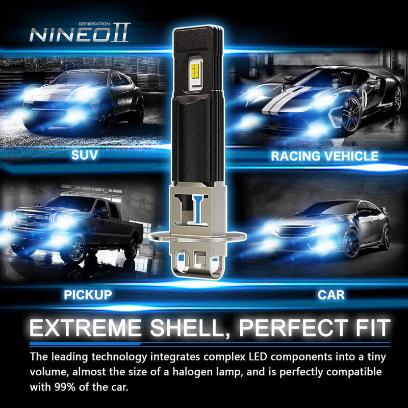 NINEO H3 LED Fog Light Bulbs 2800LM Extremely Bright All-in-One Conversion Kit 5530 Chips 6500K Cool White - LeoForward Australia