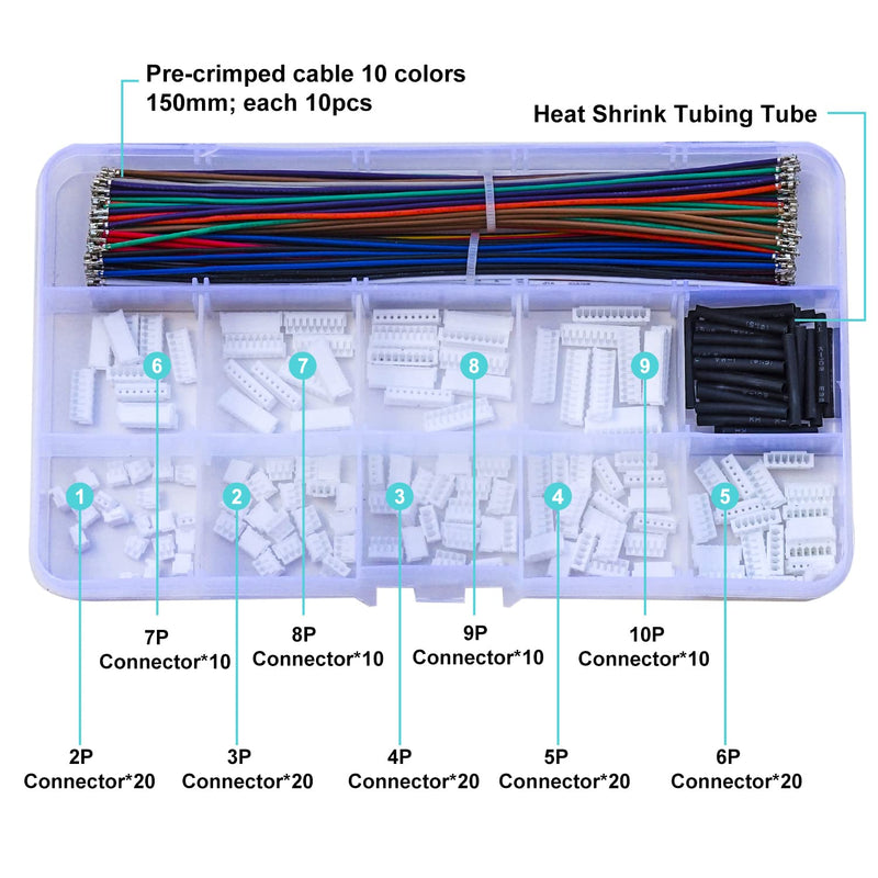  [AUSTRALIA] - Keszoox ZH 1.5MM JST Connector Kit with 28AWG Premium Pre-Crimped Cables, ZH1.5 Connector 2/3/4/5/6/7/8/9/10 Pin Housing JST Adapter Cable Connector with Length of 150mm Wire Cable