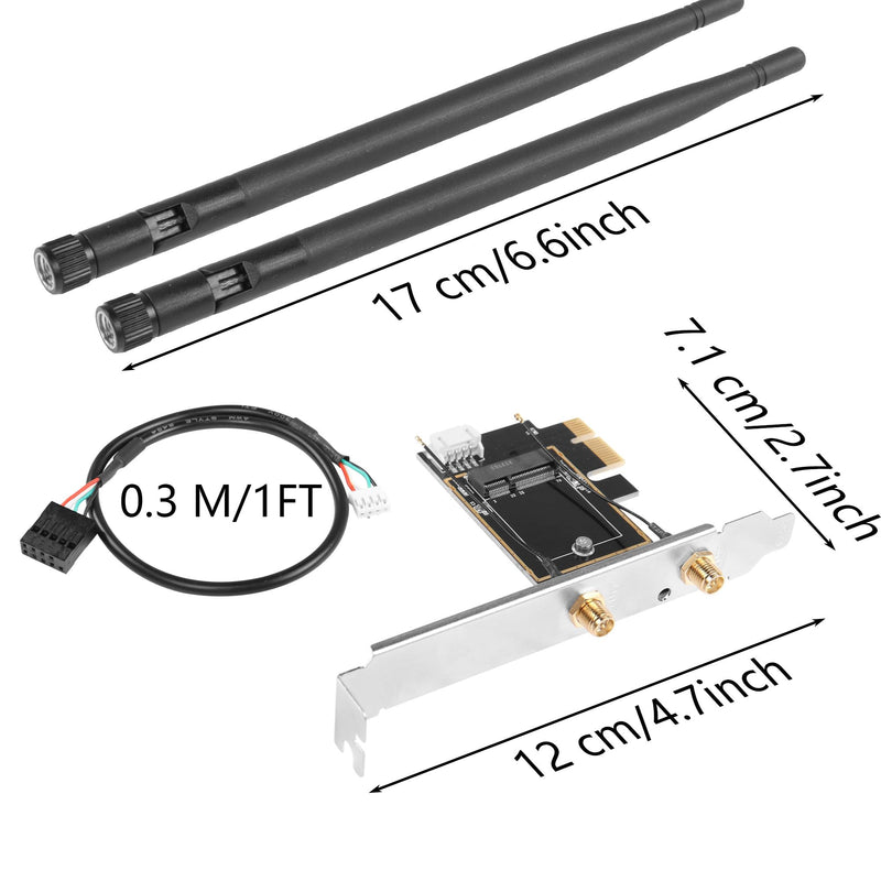  [AUSTRALIA] - PCIe WiFi Card 1200Mbps (5Ghz&2.4GHz) PCIE Wireless Network Adapter, Bluetooth 5.2/5/4.2/4.0, for NGFF 2230/1630 E-Key WiFi Modules