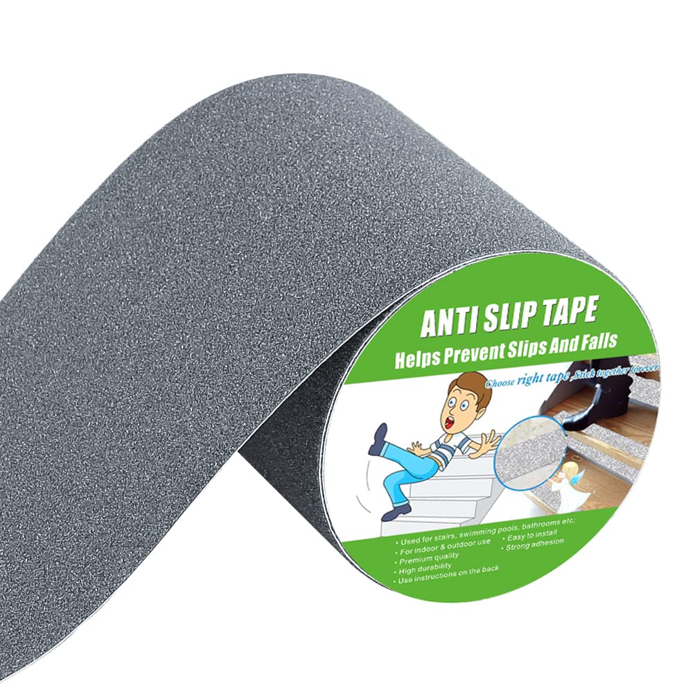  [AUSTRALIA] - Anti Slip Tape, High Traction, Strong Grip Abrasive, Not Easy Leaving Adhesive Residue, Indoor & Outdoor (6" Width x 190" Long, Gray) 6" Width x 190" Long