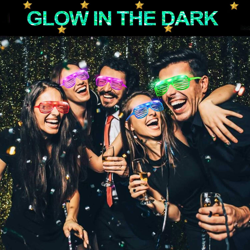 TURNMEON 20 Pack LED Glasses,6 Color Light Up Glasses Shutter Shades Glow Sticks Glasses Led Party Sunglasses Adult Kids Glow in The Dark Halloween Party Supplies Favors Birthday Neon Party Glow Toys - LeoForward Australia