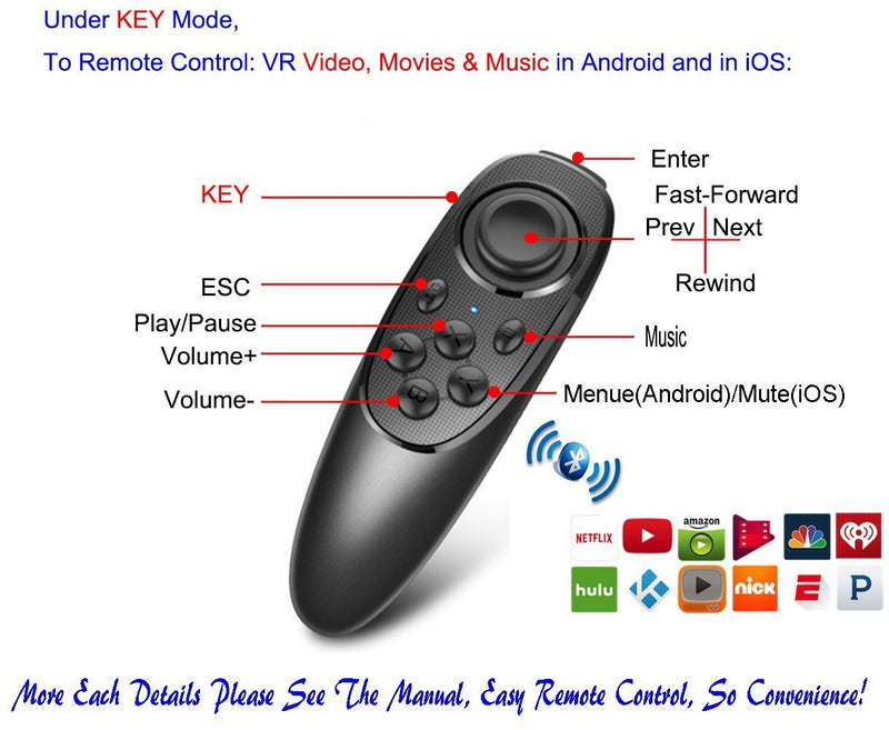 VR Remote Controller Gamepad Bluetooth Control VR Video, Game, Selfie, Flip E-Book/PPT/Nook Page, Mouse, in Virtual Reality Headset PC Tablet Laptop iPhone Smart Phone VR-Remote No Battery - LeoForward Australia