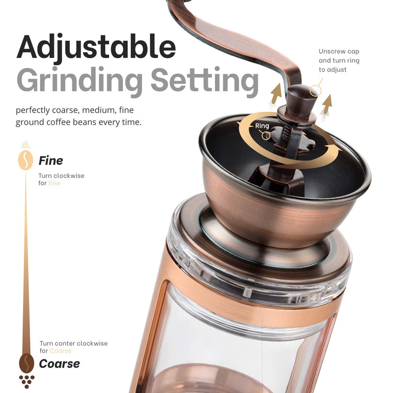  [AUSTRALIA] - MITBAK Manual Coffee Grinder With Adjustable Settings| Sleek Hand Coffee Bean Burr Mill Great for French Press, Turkish, Espresso & More | Premium Coffee Gadgets are an Excellent Coffee Lover Gift Idea