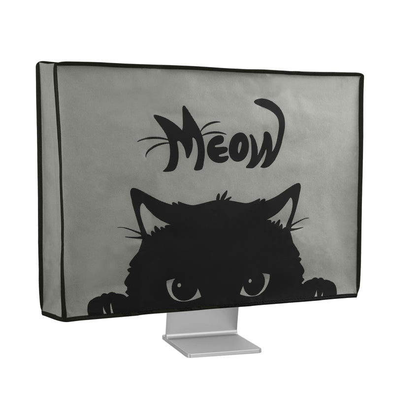  [AUSTRALIA] - kwmobile Computer Monitor Cover Compatible with 20-22" monitor - Meow Cat Grey / Black Meow Cat 22-01