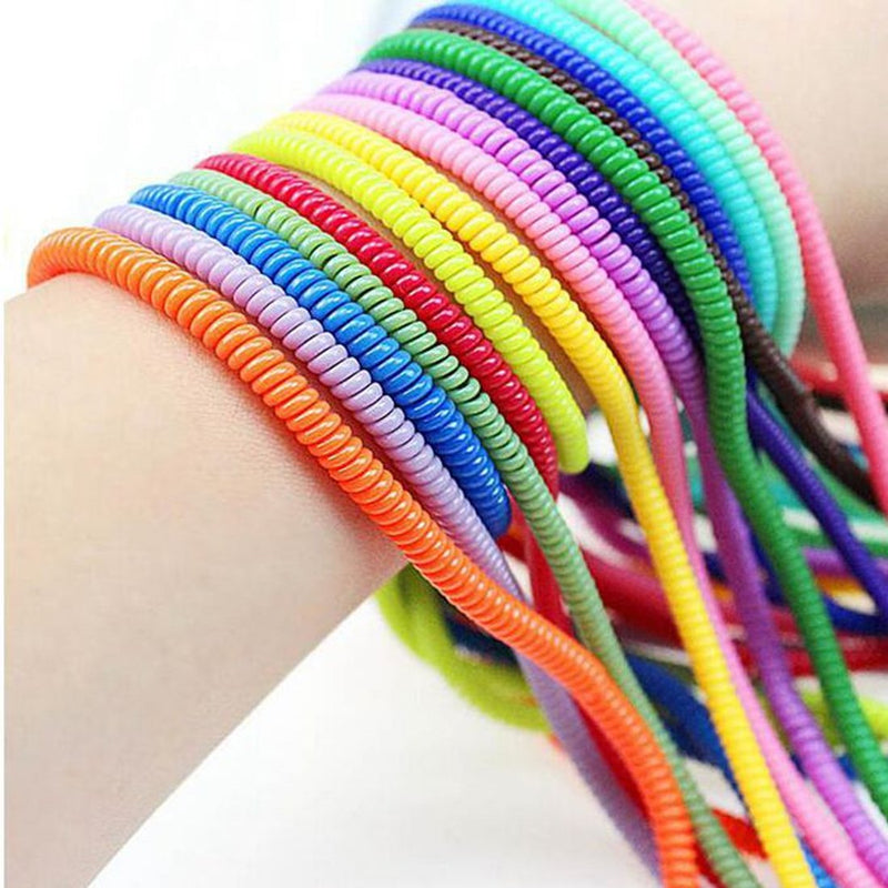  [AUSTRALIA] - VizGiz 7 Pack Spiral Cable Protector Sleeve Saver Universal USB Charging Cable Cover Cord Rope Wrap Strain Relief Anti-Fracture Management Winder for Headphone Earbuds Charger Wire Protection
