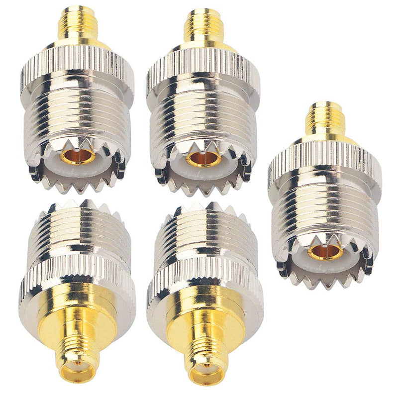  [AUSTRALIA] - onelinkmore RF Coax Adapter SMA Female to SO239 Female UHF Jack SO-239 Antenna Cable Connector for UV-5R Series Radio Pack of 5 5-Pack