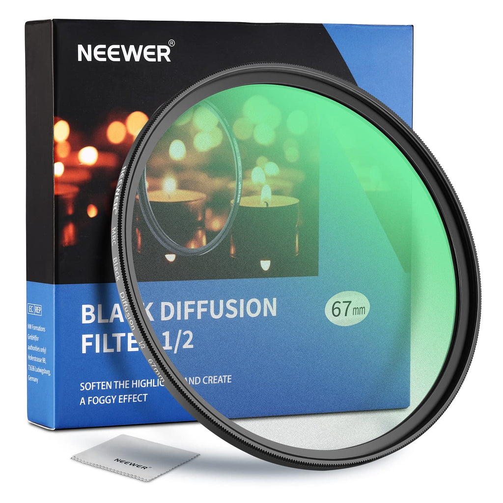  [AUSTRALIA] - NEEWER 67mm Black Diffusion 1/2 Filter Mist Dreamy Cinematic Effect Filter Ultra Slim Water Repellent Scratch Resistant HD Optical Glass, 30 Layers Nano Coatings for Video/Vlog/Portrait Photography