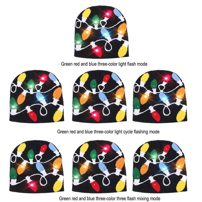 Luwint LED Glow Blink Knit Beanie Hat - Light Up Costume Show Prop Toy for Boys Girls Birthday Party Halloween Christmas with 2 More Batteries (Colorful) Neon Colorful - LeoForward Australia