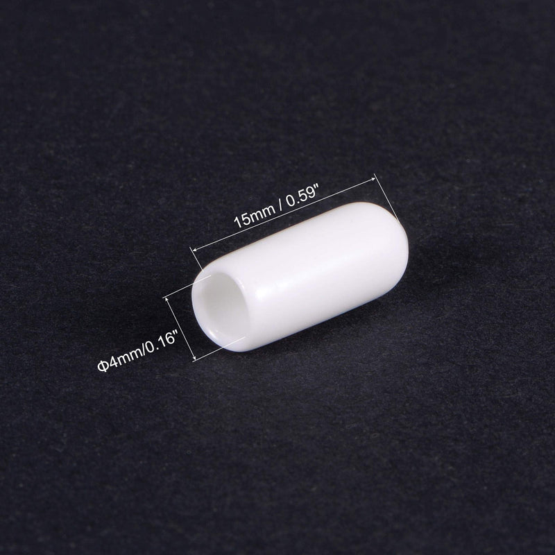  [AUSTRALIA] - uxcell 50pcs Round Rubber End Caps 5/32"(4mm) White Vinyl Cover Screw Thread Protectors 4mm x 15mm