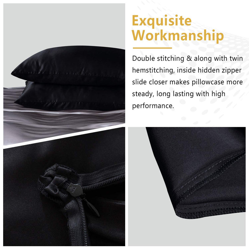  [AUSTRALIA] - ZIMASILK 25 Momme 100% Mulberry Silk Pillowcase for Hair and Skin,Both Sides Natural Silk,Hidden Zipper Closure,1 Pc Gift Box (Black, Standard 20''x26'') … Black Standard 20''x26''