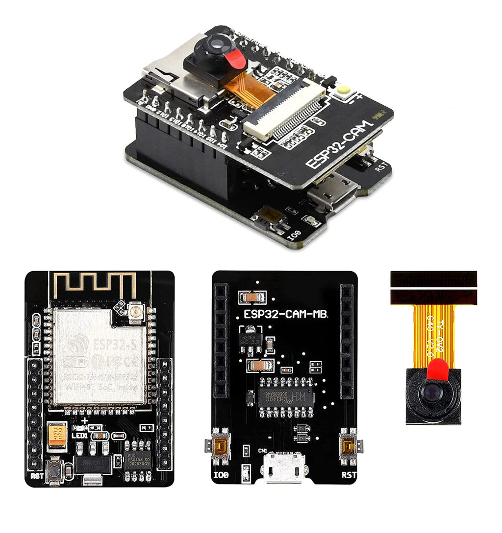  [AUSTRALIA] - HiLetgo 2pcs ESP32-CAM Camera Module ESP32-S OV2640 2MP Camera Development Board + Micro USB to Serial Port CH340C 4.75V-5.25V Wireless WiFi Bluetooth with TF Card Slot for Arduino Raspberry Pi