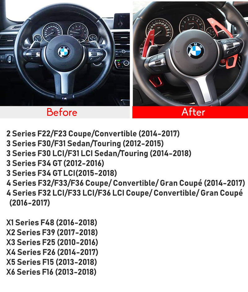  [AUSTRALIA] - For BMW Paddle Shifter Extensions,Jaronx Aluminum Metal Steering Wheel Paddle Shifter(Fits: BMW 2 3 4 X1 X2 X3 X4 X5 X6 series,F22 F23 F30 F31 F33 F34 F36 F32 F15 F16 F25 F26 F48 F39) -Red Red F Chassis