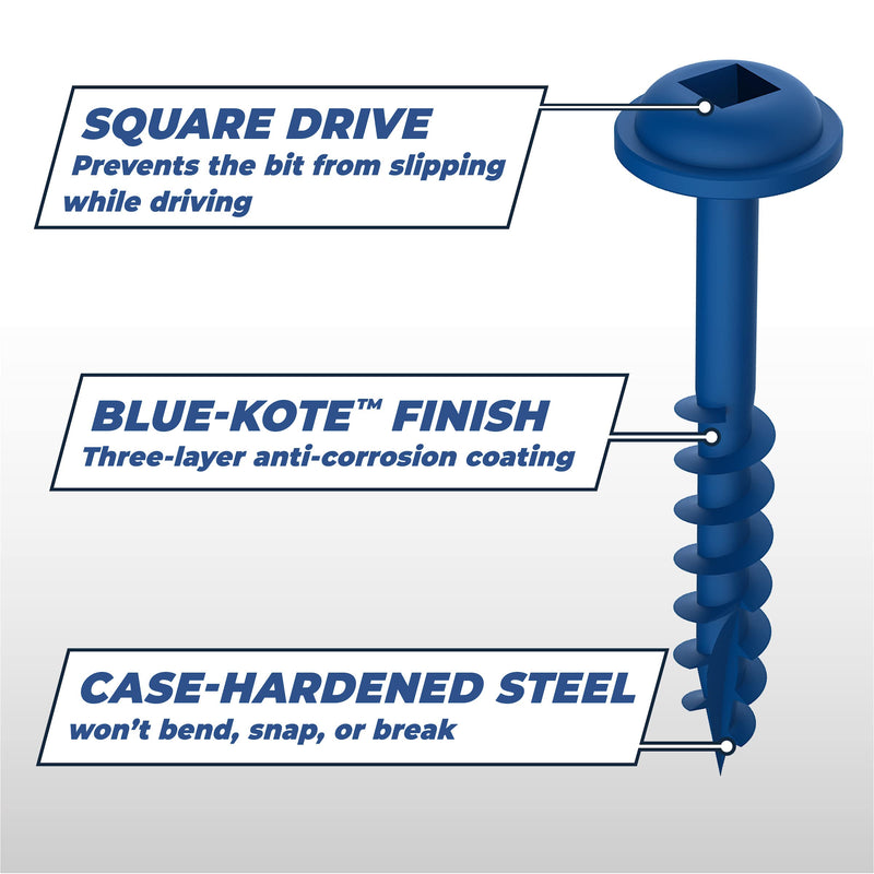  [AUSTRALIA] - Kreg SML-C250B-50 Blue Kote Pocket Screws, 2-1/2-Inch #8 Coarse Thread, Maxi-Loc Head (50 Count)