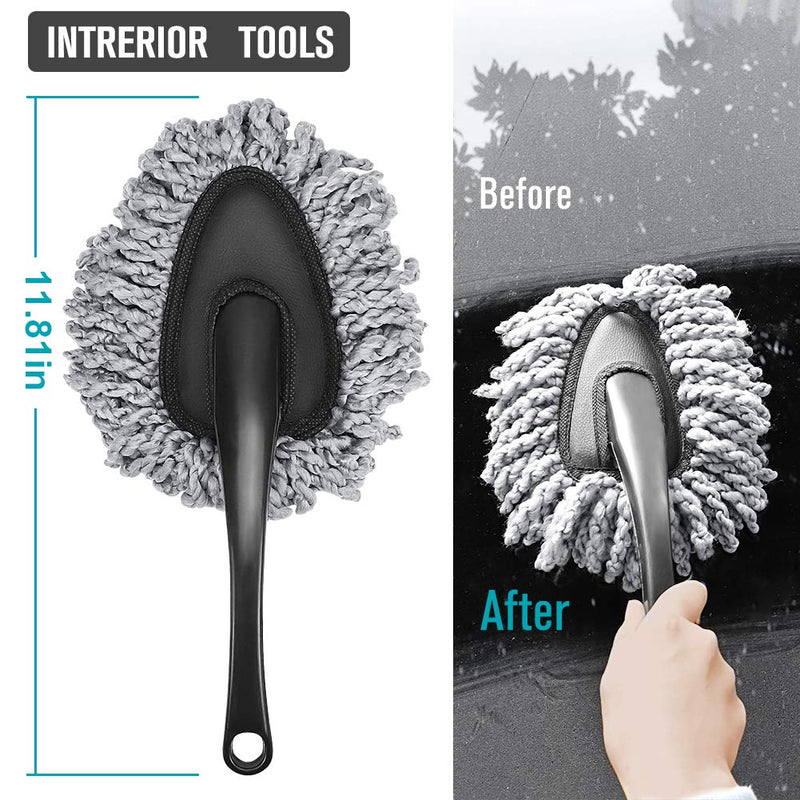 [AUSTRALIA] - Ordenado Multi-Functional Microfiber Car Duster Interior & Exterior Dash Dust Cleaner, Cleaning Detail Brush Dusting Washing Tool Kit for Car Home Kitchen Computer California Cleaning Products 1 pack