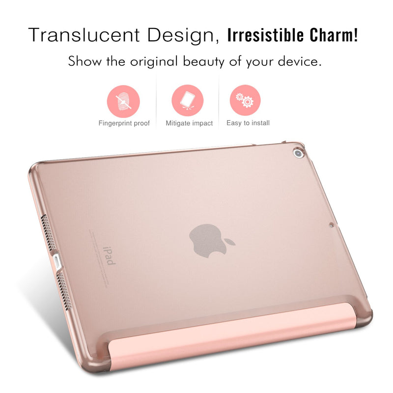  [AUSTRALIA] - MoKo Case Fit 2018/2017 iPad 9.7 5th / 6th Generation - Slim Lightweight Smart Shell Stand Cover with Translucent Frosted Back Protector Fit Apple iPad 9.7 Inch 2018/2017, Rose Gold(Auto Wake/Sleep) 01-Rose Gold