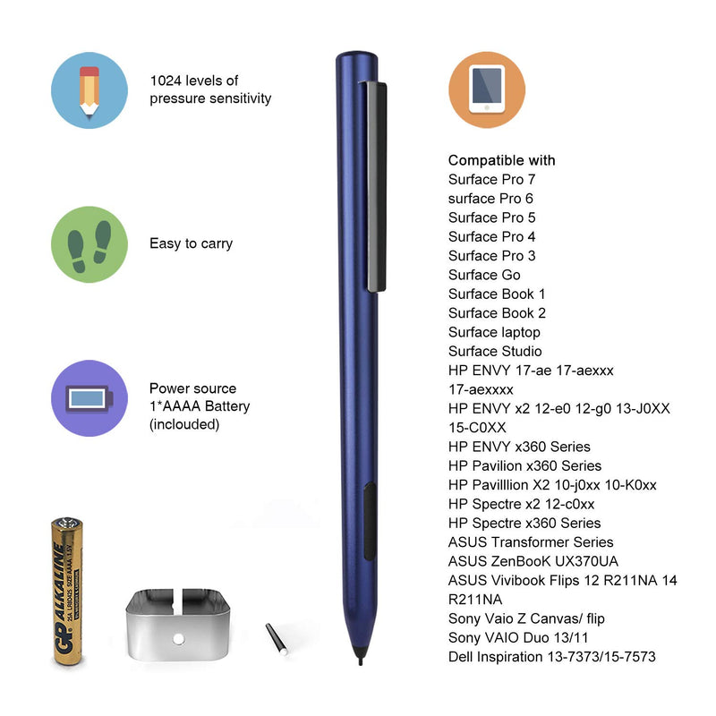 Stylus Pen for Microsoft Surface, SkyMirror Magnetic Digital Pen Compatible with Surface Pro X/7/6/5/4/3, Surface Book 3/2/1, Surface Go, Surface Laptop with 1024 Pressure Sensitivity (Blue) blue - LeoForward Australia