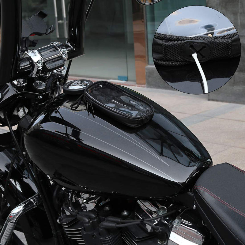  [AUSTRALIA] - X AUTOHAUX Universal 7'' Magnetic Tank Bag with Headphone Hole PU Leather Waterproof Motorbike GPS Saddlebag for iPhone