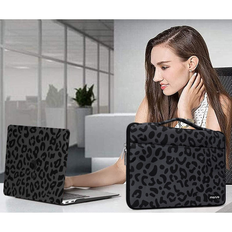  [AUSTRALIA] - MOSISO Compatible with MacBook Air 13 inch Case 2022-2018 Release A2337 M1 A2179 A1932 Retina Display, Plastic Leopard Grain Hard Shell&Sleeve Bag&Keyboard Skin&Webcam Cover&Screen Protector, Black