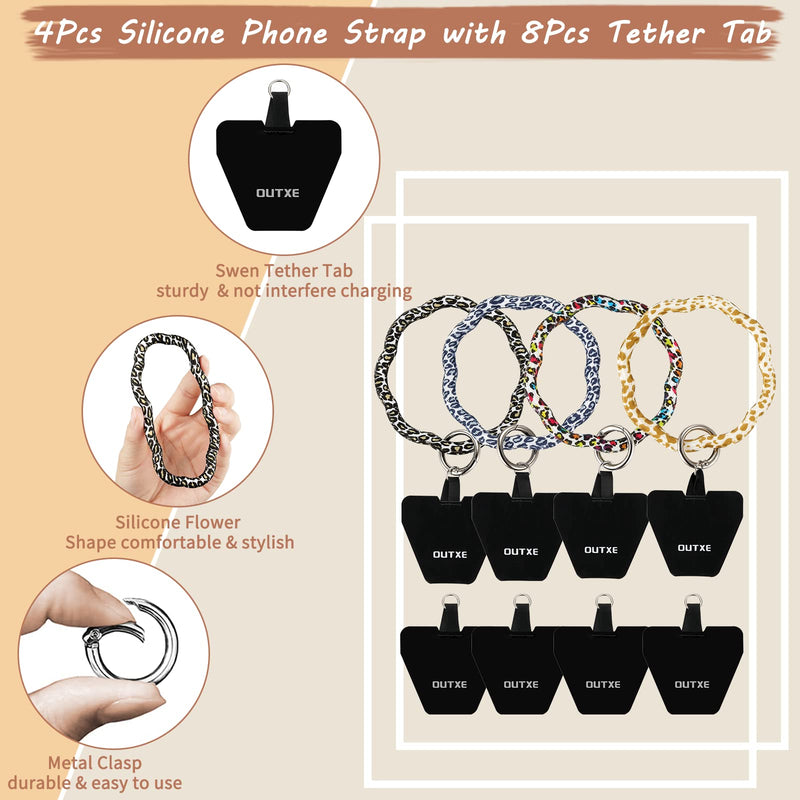  [AUSTRALIA] - OUTXE Phone Lanyard - 2× Adjustable Neck Strap, 4× Phone Patches with Adhesive, 4 × Silicone Phone Wrist Lanyard with 12 Pads Without Adhesive