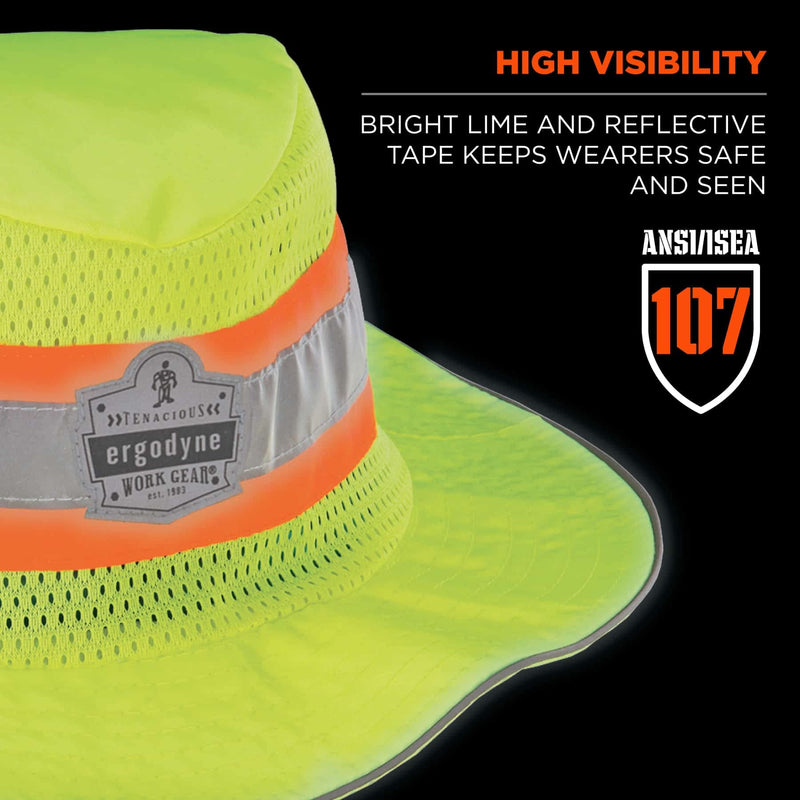  [AUSTRALIA] - Ergodyne GloWear 8935 High Visibility Reflective Ranger Sun Hat, Lime, Small/Medium Small-Medium