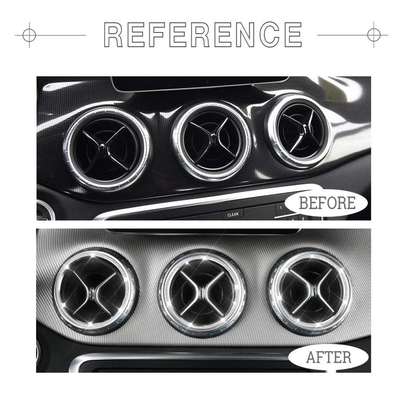  [AUSTRALIA] - 1797 Compatible Air Vents Caps for Mercedes Benz Accessories Parts Bling C117 X117 CLA X156 GLA Class AMG AC Outlet Covers Decals Stickers Interior Front Decorations Women Men Crystal Silver 5 Pack Front Air Vents