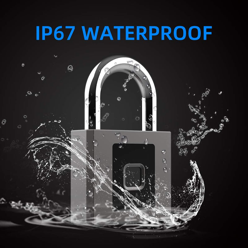 [AUSTRALIA] - Fingerprint Padlock, Large Size Smart Lock, Bluetooth Padlock with Keyless Biometric, Waterproof for Warehouse, Gym, Cabinets, Office