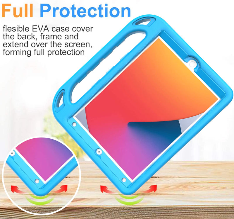  [AUSTRALIA] - BMOUO Kids Case for New iPad 10.2 2021/2020/2019 - iPad 9th/8th/7th Generation Case with Built-in Screen Protector,Shockproof Lightweight Handle Stand Kids Case for iPad 10.2" 2021/2020/2019 - Blue