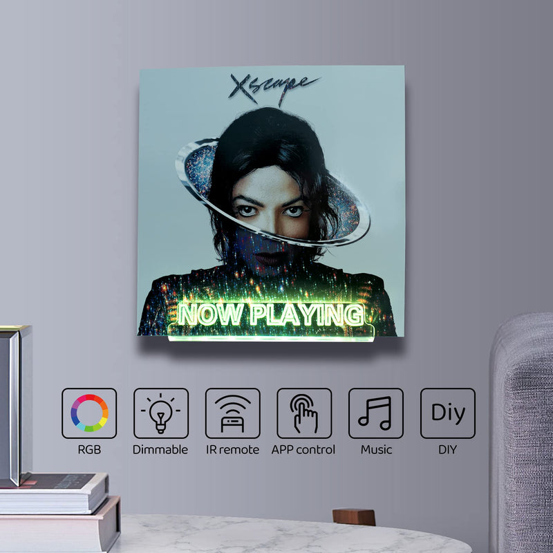  [AUSTRALIA] - Now Playing Vinyl Record Stand,Wall Mount Vinyl Record Holder,Vinyl Record Shlelf ,with 48 Colors and 12 Modes Led Beat with The Melody of Record Player (2 Set) 2 Set